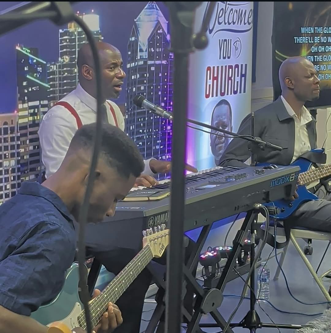 Worship band leading music